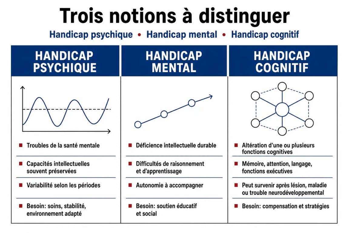 Handicap psychologique : comparaison entre handicap psychique, handicap mental et handicap cognitif