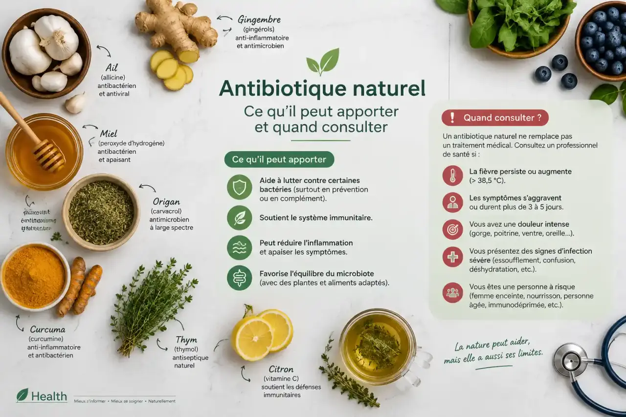 Antibiotique naturel : ce qu’il peut apporter et quand consulter