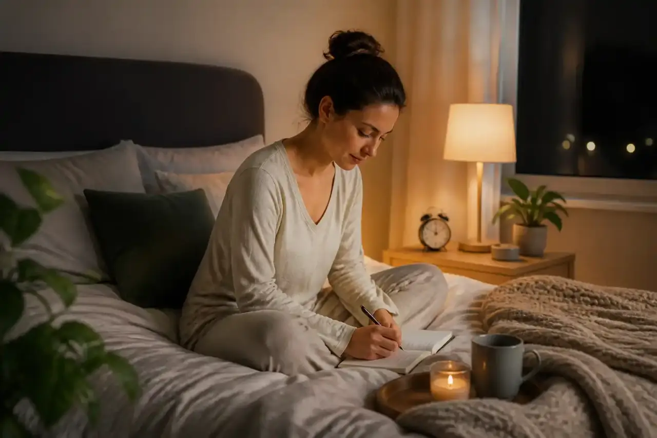 Ambiance sereine pour une routine du soir favorisant un sommeil apaisé