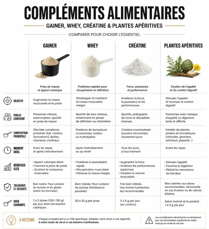 Comparatif des compléments alimentaires pour la prise de masse