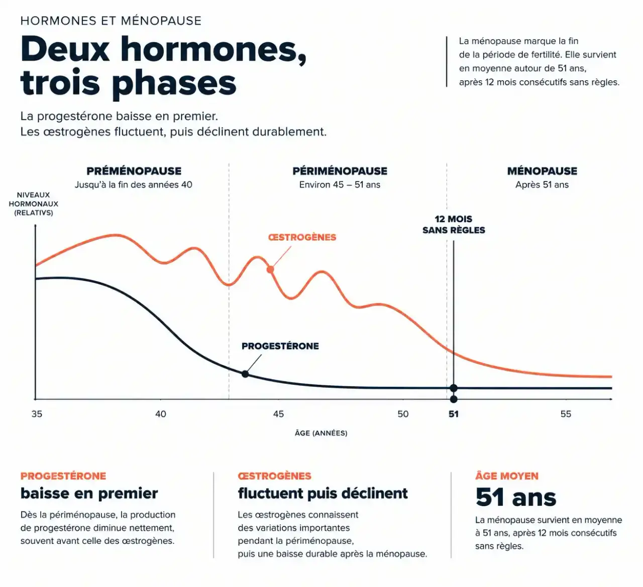 Chronologie hormonale de la préménopause à la ménopause : évolution de la progestérone et des œstrogènes en naturopathie et ménopause