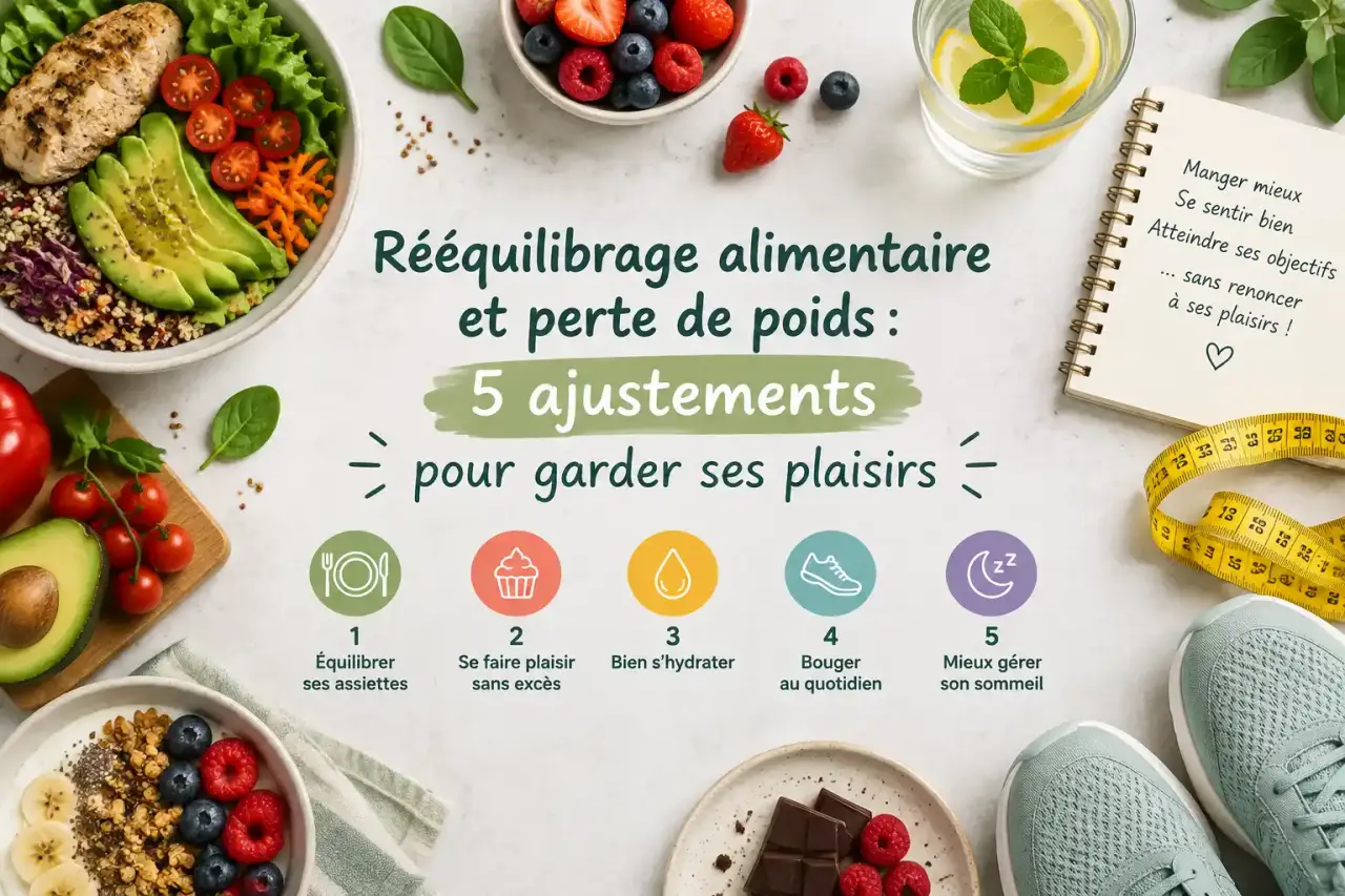 Rééquilibrage alimentaire et perte de poids : 5 ajustements pour garder ses plaisirs