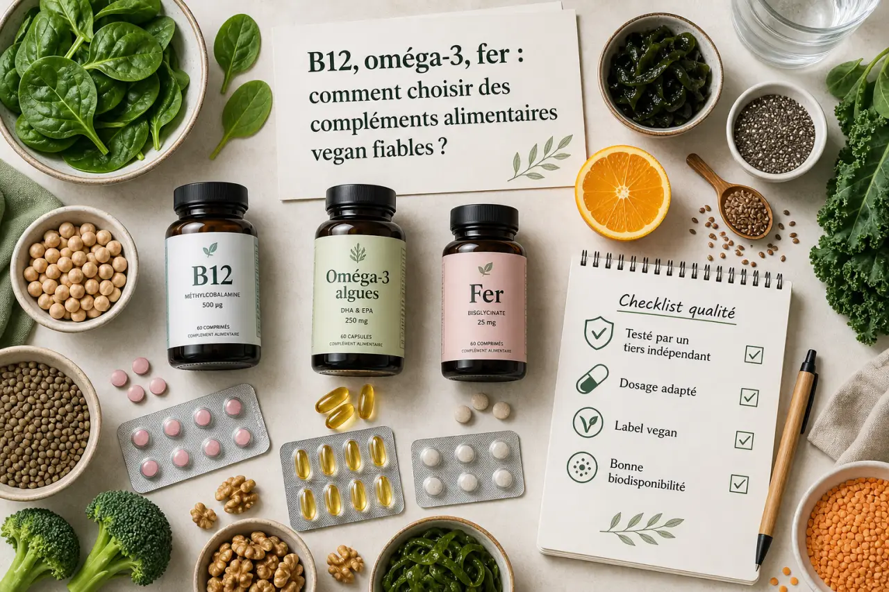 B12, oméga-3, fer : comment choisir des compléments alimentaires vegan fiables ?