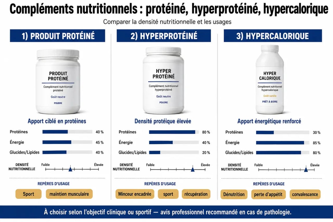 Compléments alimentaires hyperprotéinés : comparaison visuelle des usages et des formats